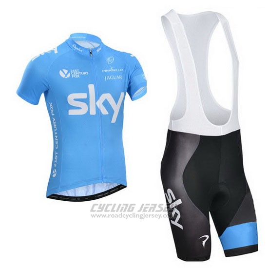 2014 Cycling Jersey Sky Sky Blue and White Short Sleeve and Bib Short